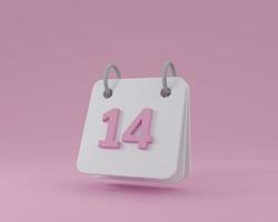 Minimal desk calendar with pink number date 3D render illustration photo
