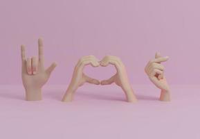 Hands with love symbol gesture 3D render illustration photo