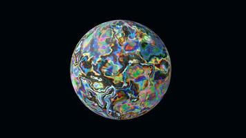 Iridescent multi-colored sphere on a black background. photo