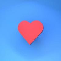 The heart icon is shown in 3d. Social media concept. 3d render. photo