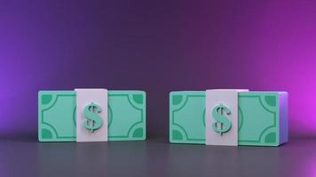 Wads of dollars depicted in 3D. 3d render. photo
