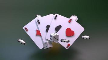 Playing cards, aces. Casino element. Render in 3d. photo