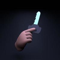 The hand holds the key. 3d render illustration. photo