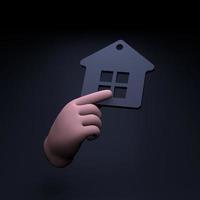 Hand holding a house icon. 3d render illustration. photo