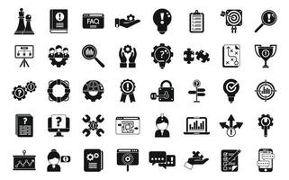 Problem solving icons set simple vector. Business brainstorming vector