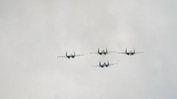 Squadron military jets aerobatic team. Airshow at the Mochishe aerodrome UNNM video