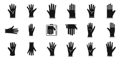 los iconos de guantes médicos establecen un vector simple. clínica de atención