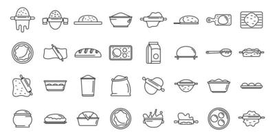 Dough icons set outline vector. Pizza bake vector