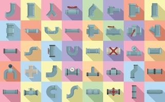 Pipe icons set flat vector. Steel valve vector