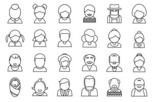 Generation icons set outline vector. Family people vector