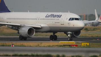 FRANKFURT AM MAIN, GERMANY JULY 19, 2017 - Lufthansa Airbus A320 accelerate before departure at runway 18. Fraport, Frankfurt, Germany video