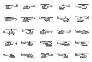 Rescue helicopter icons set outline vector. Air engine vector