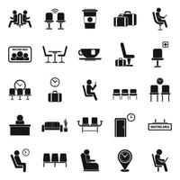 Waiting area icons set simple vector. Wait room vector