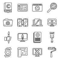 Redesign icons set outline vector. Artist brief vector