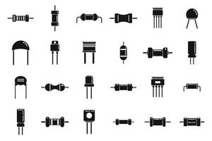 Resistor icons set simple vector. Capacitor chip vector