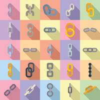 Chain link icons set flat vector. Bike link vector
