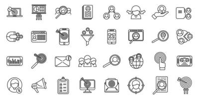 Target audience icons set outline vector. Media service vector