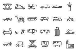Airport ground support service icons set outline vector. Cargo aero vector