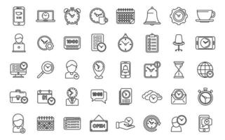 Flexible working hours icons set outline vector. Alarm clock vector