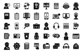 Personal assistant icons set simple vector. Voice listen vector