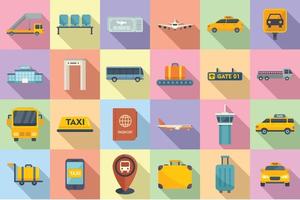 Airport transfer icons set flat vector. Flight lost vector