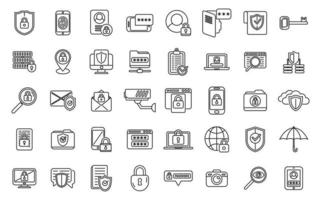 Privacy icons set outline vector. Eye fingerprint vector