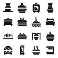 Press form machines icons set simple vector. Formation manufacturing vector