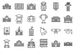 Campus icons set outline vector. University college vector