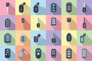 Smart car key icons set flat vector. Driver mobile vector