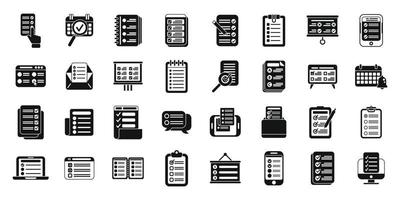 los iconos de programación de tareas establecen un vector simple. agenda del calendario