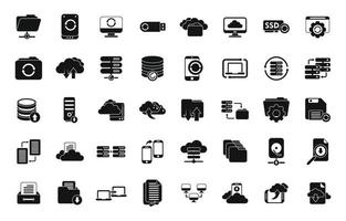 Backups icons set simple vector. Recovery data vector