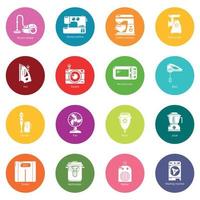 Domestic appliances icons set colorful circles vector