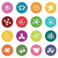 Molecule icons set colorful circles vector