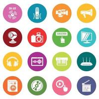 Multimedia internet icons set colorful circles vector