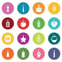 Candle forms icons set colorful circles vector