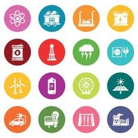 Energy sources icons set colorful circles vector