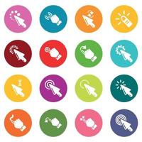 Hand click icons set colorful circles vector