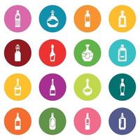 Bottles icons set colorful circles vector