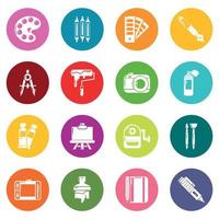 Design and drawing tools icons set colorful circles vector