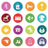 Kindergarten icons set colorful circles vector