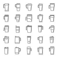 los iconos de la taza térmica establecen el vector de contorno. taza de café