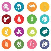 Blacksmith tools icons set colorful circles vector