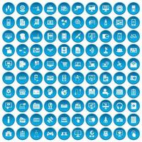 100 database icons set blue vector