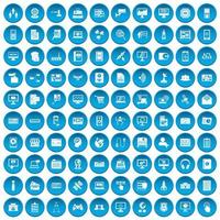 100 database icons set blue vector