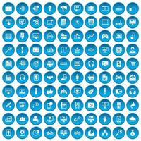 100 web and mobile icons set blue vector