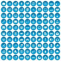 100 web and mobile icons set blue vector