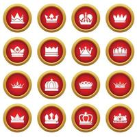 Crown gold icons set, simple style vector