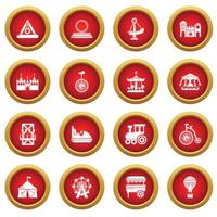 Amusement park icons set, simple style vector