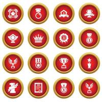 Awards medals cups icons set, simple style vector