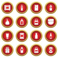 Packagiong store shop icons set, simple style vector